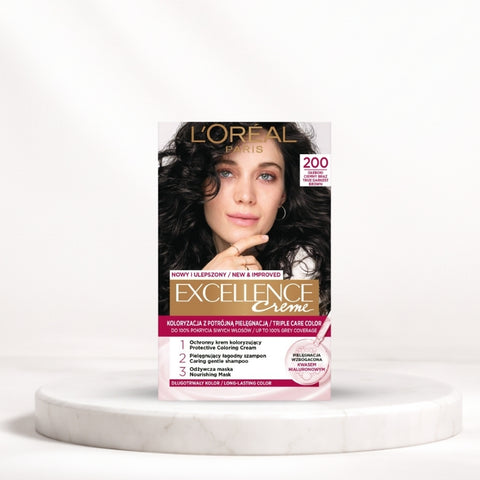 L'Oréal Excellence Crème Hair Color – 200 Darkest Brown