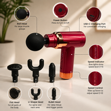 9-Speed Deep Tissue Massage Gun with 4 Massage Heads USB-C Rechargeable Muscle Massager |She Cosmetics®