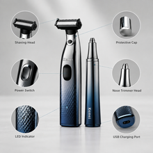 Kemei 2-in-1 Electric Shaver & Nose Trimmer