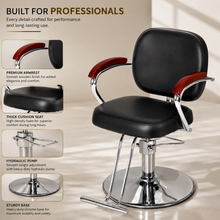 Premium Hydraulic Salon Styling Chair with Footrest – Black | She Cosmetics®