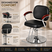 Premium Hydraulic Salon Styling Chair with Footrest – Black | She Cosmetics®