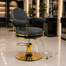 Premium Hydraulic Salon Styling Chair with Gold Frame & Footrest for Beauty Salon | She Cosmetics®