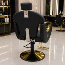 Luxury Black & Gold Hydraulic Reclining Barber Chair with Adjustable Headrest & Heavy-Duty Base | She Cosmetics®