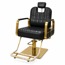 Luxury Hydraulic Salon Styling Chair with Gold Metal Armrests & Square Base | She Cosmetics®