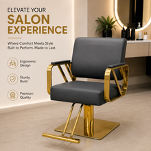 Modern Luxury Hydraulic Salon Styling Chair with Gold Stainless Steel Arms Beauty Salon Chair | She Cosmetics®