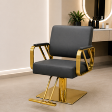 Modern Luxury Hydraulic Salon Styling Chair with Gold Stainless Steel Arms Beauty Salon Chair | She Cosmetics®
