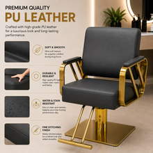 Modern Luxury Hydraulic Salon Styling Chair with Gold Stainless Steel Arms Beauty Salon Chair | She Cosmetics®