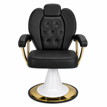 Luxury Hydraulic Barber Salon Chair with Gold Frame & Footrest – Professional Styling Chair – She Cosmetics®