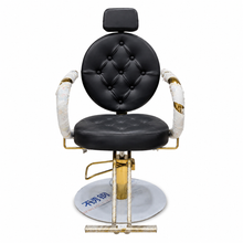Luxury Professional Hydraulic Salon Styling Chair with Gold Frame & Glass Base for Hair Salon | She Cosmetics®