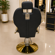 Professional Reclining Hydraulic Barber Salon Chair with Adjustable Headrest & Gold Armrests | She Cosmetics®
