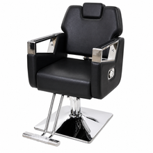 Professional Hydraulic Barber Chair with Premium PU Leather, Reclining Backrest & Chrome Armrests | She Cosmetics®
