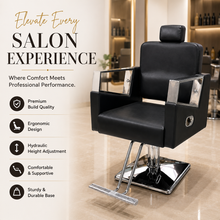 Premium Hydraulic Reclining Barber Chair with Chrome Armrests & Heavy-Duty Square Base for Salon | She Cosmetics®