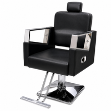 Premium Hydraulic Reclining Barber Chair with Chrome Armrests & Heavy-Duty Square Base for Salon | She Cosmetics®
