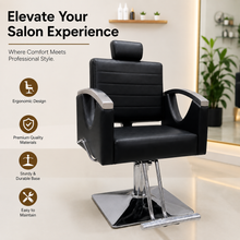 Professional Hydraulic Salon Styling Chair with Adjustable Headrest & Square Chrome Base | She Cosmetics®
