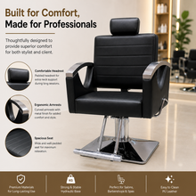Professional Hydraulic Salon Styling Chair with Adjustable Headrest & Square Chrome Base | She Cosmetics®