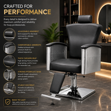 Professional Hydraulic Reclining Barber Chair with Adjustable Headrest, Heavy Duty Salon Styling Chair, Black PU Leather | She Cosmetics®