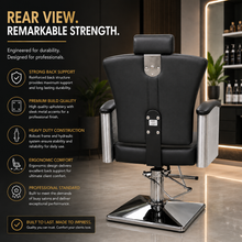Professional Hydraulic Reclining Barber Chair with Adjustable Headrest, Heavy Duty Salon Styling Chair, Black PU Leather | She Cosmetics®