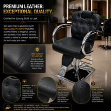Professional Hydraulic Barber Chair with Adjustable Headrest, Reclining Backrest & Heavy-Duty Chrome Base Black | She Cosmetics®