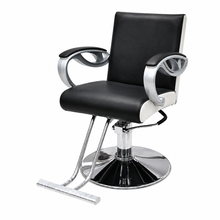 Professional Hydraulic Salon Styling Chair with Curved Chrome Armrests, Heavy-Duty Round Base & Footrest Black | She Cosmetics®