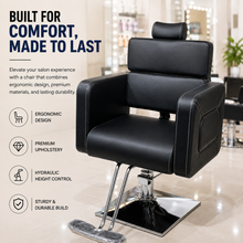Premium Hydraulic Salon Styling Chair with Adjustable Headrest & Square Base | She Cosmetics®