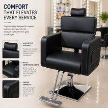 Premium Hydraulic Salon Styling Chair with Adjustable Headrest & Square Base | She Cosmetics®