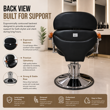 Professional Hydraulic Salon Styling Chair with Premium PU Leather & Heavy Duty Chrome Base | She Cosmetics®