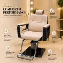 Premium Hydraulic Barber Chair with Adjustable Headrest & Square Base for Salon & Barbershop | She Cosmetics®