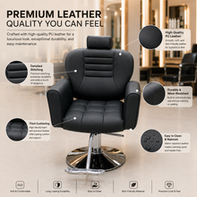 Professional Hydraulic Salon Styling Chair with Adjustable Headrest, 360° Swivel & Heavy-Duty Chrome Base | She Cosmetics®