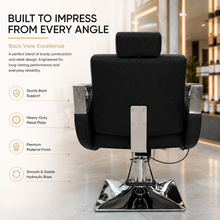 Professional Reclining Hydraulic Barber Chair with Adjustable Headrest, Premium PU Leather & Heavy-Duty Square Base | She Cosmetics®