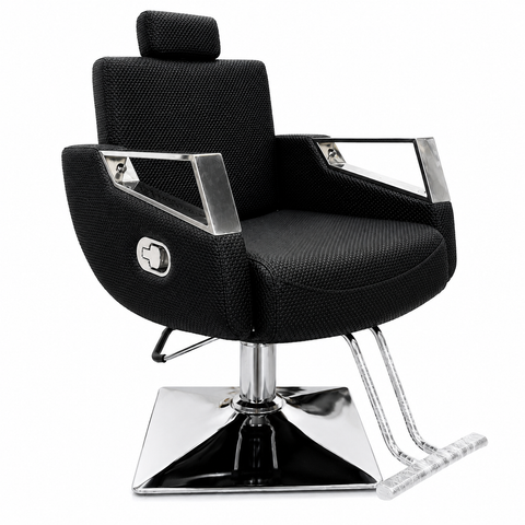 Professional Reclining Hydraulic Barber Chair with Adjustable Headrest, Premium PU Leather & Heavy-Duty Square Base | She Cosmetics®