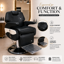 Professional Reclining Hydraulic Barber Chair with Adjustable Headrest, Premium PU Leather & Heavy-Duty Hydraulic Base | She Cosmetics®