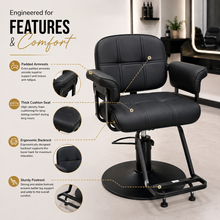 Professional Hydraulic Salon Styling Chair with Ergonomic Backrest, Thick Cushion Seat & Heavy-Duty Round Base | She Cosmetics®