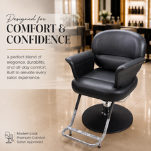 Professional Hydraulic Salon Styling Chair with Round Base & Footrest for Hair Salon, Barber Shop & Spa | She Cosmetics®