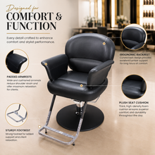 Professional Hydraulic Salon Styling Chair with Round Base & Footrest for Hair Salon, Barber Shop & Spa | She Cosmetics®