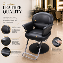Professional Hydraulic Salon Styling Chair with Round Base & Footrest for Hair Salon, Barber Shop & Spa | She Cosmetics®