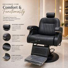 Luxury Professional Hydraulic Barber Chair with Adjustable Headrest & Reclining Backrest | She Cosmetics®