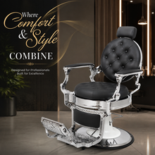 Vintage Luxury Hydraulic Barber Chair with Reclining Backrest & Adjustable Headrest | She Cosmetics®
