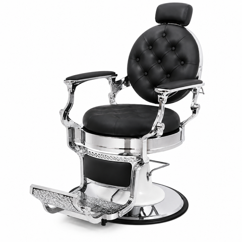 Vintage Luxury Hydraulic Barber Chair with Reclining Backrest & Adjustable Headrest | She Cosmetics®