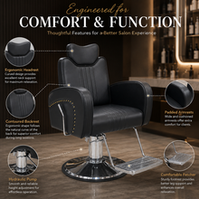 Professional Hydraulic Salon Styling Chair with PU Leather & Footrest She Cosmetics®
