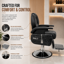Professional Reclining Barber Chair Hydraulic Salon Styling Chair with Adjustable Headrest & Footrest | She Cosmetics®