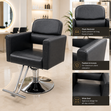 Professional Hydraulic Salon Styling Chair with Wide Cushioned Seat & Footrest for Hair Salon Spa Beauty Equipment Black | She Cosmetics®