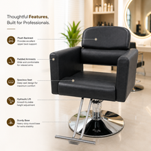 Professional Hydraulic Salon Styling Chair with Wide Cushioned Seat & Footrest for Hair Salon Spa Beauty Equipment Black | She Cosmetics®