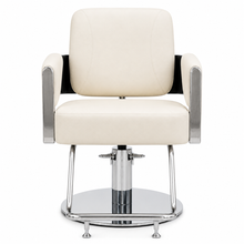 Premium White Hydraulic Salon Styling Chair with Chrome Armrests & Footrest for Beauty Salon | She Cosmetics®