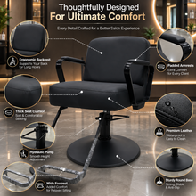 Professional Hydraulic Salon Styling Chair with Footrest & PU Leather Black | She Cosmetics®