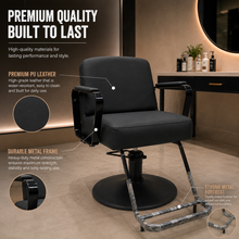 Professional Hydraulic Salon Styling Chair with Footrest & PU Leather Black | She Cosmetics®