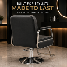 Professional Hydraulic Salon Styling Chair with Premium PU Leather, Metal Armrests & Footrest She Cosmetics®