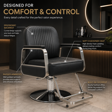Professional Hydraulic Salon Styling Chair with Premium PU Leather, Metal Armrests & Footrest She Cosmetics®