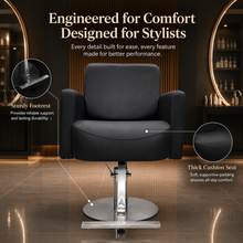 Luxury Hydraulic Salon Styling Chair with Premium PU Leather & Heavy-Duty Round Base She Cosmetics®