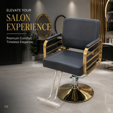 Luxury Gold Frame Hydraulic Salon Styling Chair with Premium PU Leather She Cosmetics®