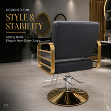 Luxury Gold Frame Hydraulic Salon Styling Chair with Premium PU Leather She Cosmetics®